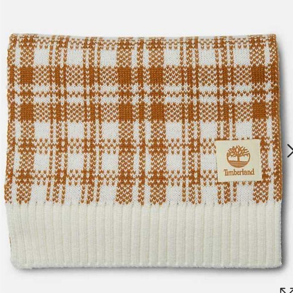 Timberland Scarf Buffalo Plaid Beige Off-White FabFitFun Fall 2023 10" x 68" $60 - Picture 4 of 10